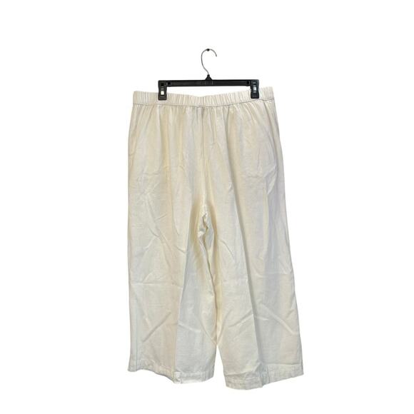 a.n.a ANewApproach Womens White L WideLeg Linen BlendPockets Button Crop Pants - Picture 2 of 8